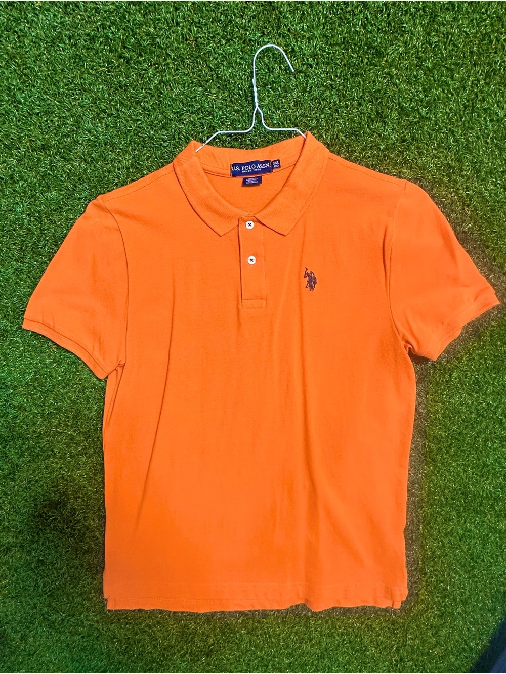 U.S. Polo Assn. Orange Polo Shirt with Navy Logo